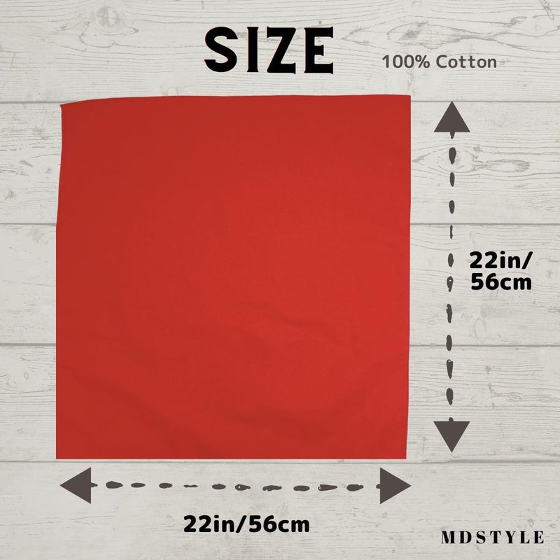 MD Style 100% Cotton Solid Color Bandana for Men & Women 22" x 22" Handkerchief Headband Scarf - Image 3